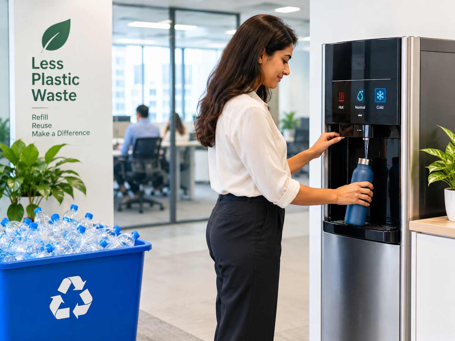 office water dispenser to reduce plastic waste
